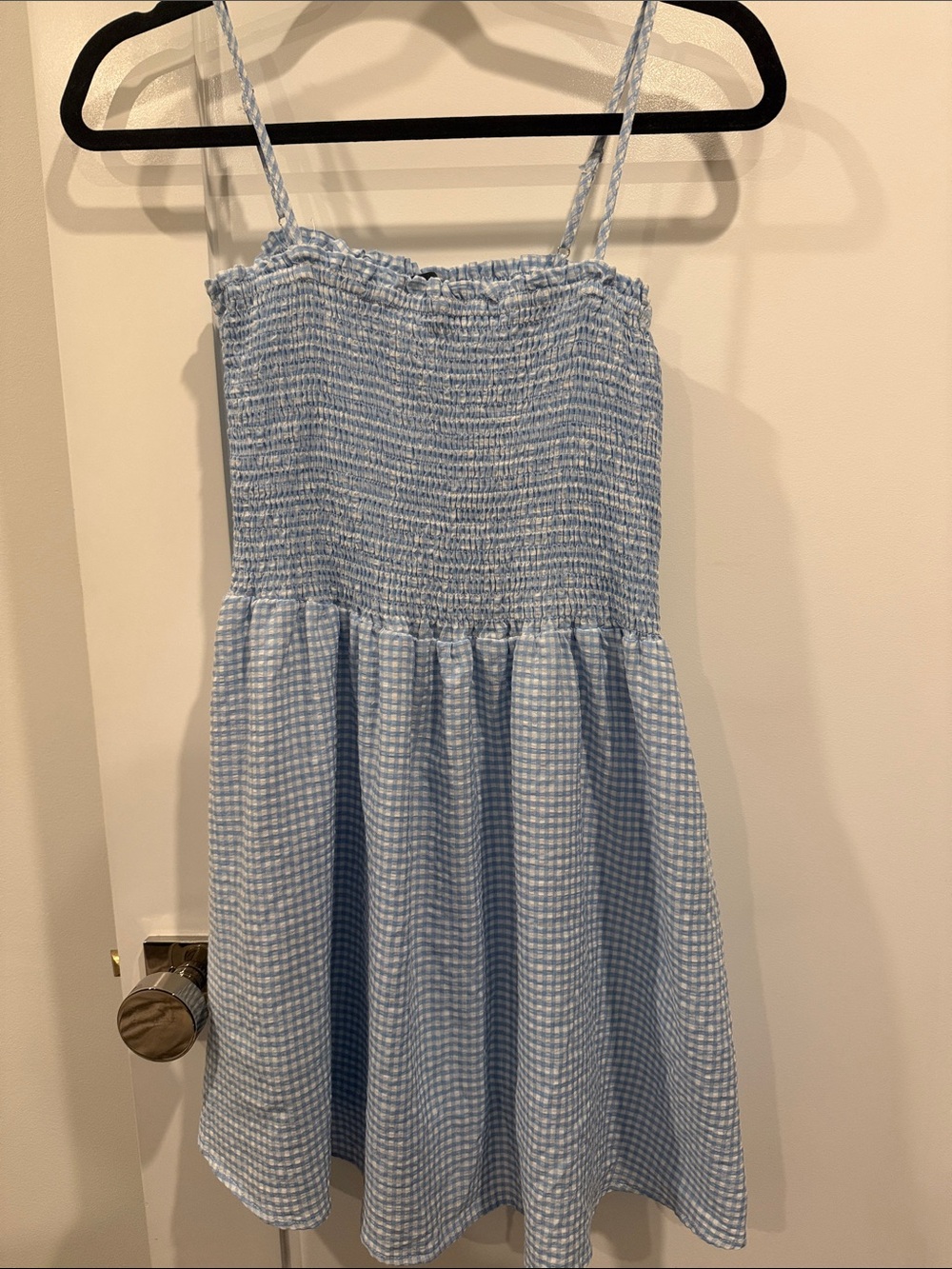 Blue Gingham Smocked Sundress